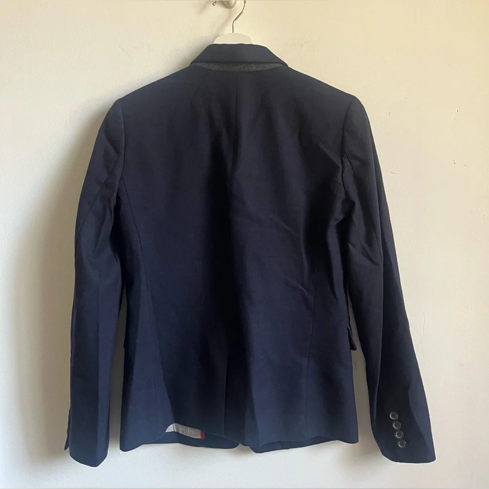 J Crew regent wool blazer jacket sz 2 dark blue single button preppy academia